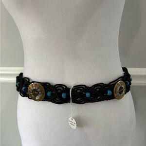 Black and Gold Beaded Women's Boho braided macrame belt